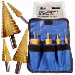 SILVER WIERTŁA STOŻKOWE STOPNIOWE 4-39 MM TYTANOWE 4 szt. ETUI S0320/H