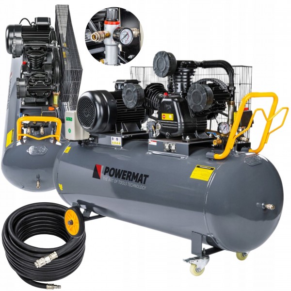 KOMPRESOR OLEJOWY SPRĘŻARKA 10KM 300L 1200L/MIN 8BAR WĄŻ 15M POWERMAT KOMPRESOR OLEJOWY SPRĘŻARKA 10KM 300L 1200L/MIN 8BAR WĄŻ 15M POWERMAT