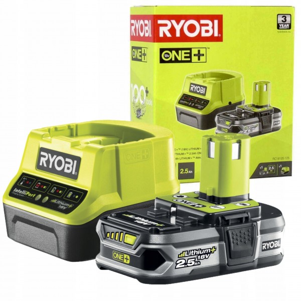RYOBI AKUMULATOR 18V 2,5Ah + ŁADOWARKA 2A 75min SYSTEM ONE+ RC18120-125 RYOBI AKUMULATOR 18V 2,5Ah + ŁADOWARKA 2A 75min SYSTEM ONE+ RC18120-125