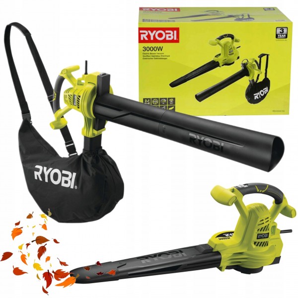 RYOBI DMUCHAWA OGRODOWA ODKURZACZ ELEKTRYCZNY DO LIŚCI 3000W RBV3000CSV