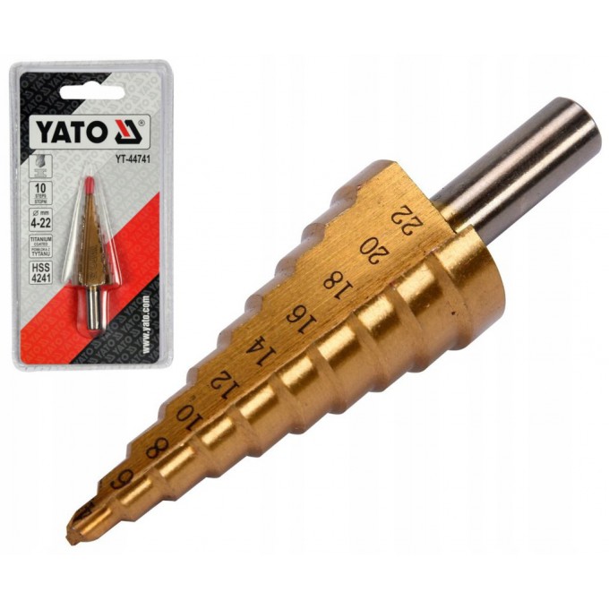 YT-44741 WIERTŁO STOPNIOWE 4-22mm STOŻKOWE TYTAN YT-44741 WIERTŁO STOPNIOWE 4-22mm STOŻKOWE TYTAN