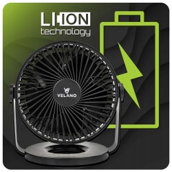 WENTYLATOR BIURKOWY AKUMULATOROWY USB-C WIATRAK OSCYLACJA CICHY VELANO