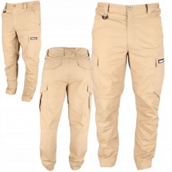DEDRA SPODNIE BOJÓWKI RIPSTOP SPANDEX S/48, 220G/M2 BEŻOWE BH32SP-S