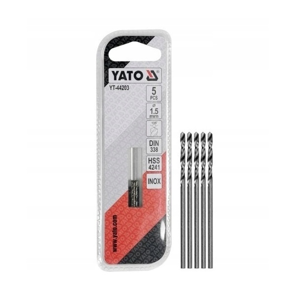 YATO WIERTŁO DO METALU HSS PREMIUM 1.5 MM DO WIERCENIA W STALI INOX / 5SZT. YATO WIERTŁO DO METALU HSS PREMIUM 1.5 MM DO WIERCENIA W STALI INOX / 5SZT.