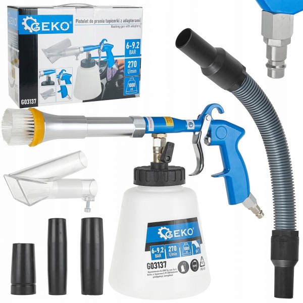 PISTOLET DO PRANIA TAPICERKI Z ADAPTERAMI 1000ML 270L/MIN GEKO G03137