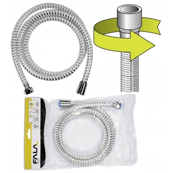 WĄŻ PRYSZNICOWY FALA 2.0M PVC GŁADKI CHROM-BIAŁY ANTYTWIST 75653 WĄŻ PRYSZNICOWY FALA 2.0M PVC GŁADKI CHROM-BIAŁY ANTYTWIST 75653
