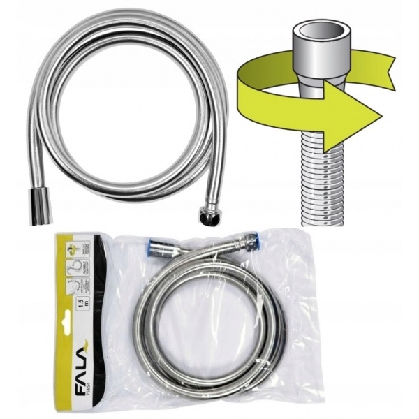 WĄŻ PRYSZNICOWY FALA 1.5M PVC GŁADKI EXTRA SILVER ANTYTWIST 75654 WĄŻ PRYSZNICOWY FALA 1.5M PVC GŁADKI EXTRA SILVER ANTYTWIST 75654