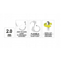 WĄŻ PRYSZNICOWY FALA 2.0M PVC GŁADKI CHROM-BIAŁY ANTYTWIST 75653