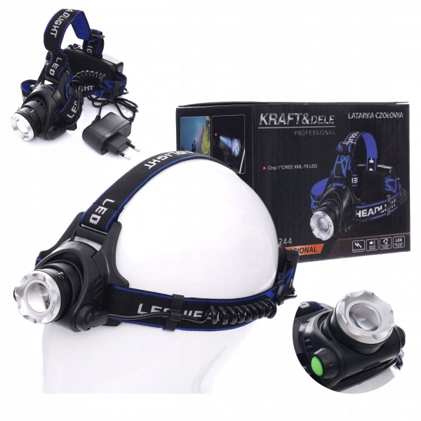 KRAFT&DELE LATARKA CZOŁOWA LED 4 TRYBY CZOŁÓWKA IPX45 KD1244
