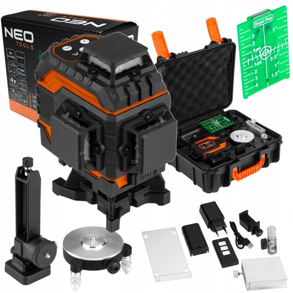 NEO LASER 3D 12 LINII ZIELONY WALIZKA TARCZA CEL MAGN UCHWYT WALIZKA 75-140