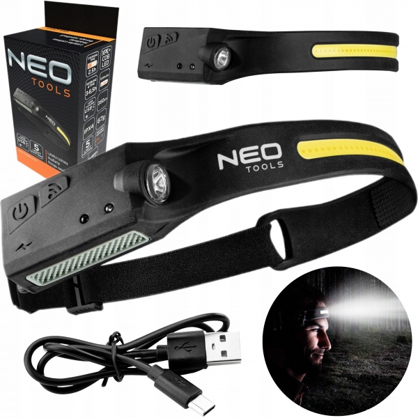 LATARKA CZOŁOWA AKUMULATOROWA LED BELT 2W1 LAMPKA MOCNE ŚWIATŁO NEO 99-097
