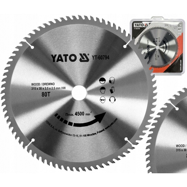 YATO TARCZA WIDIOWA DO DREWNA 315MM X30MM 80 ZĘBÓW YT-60794