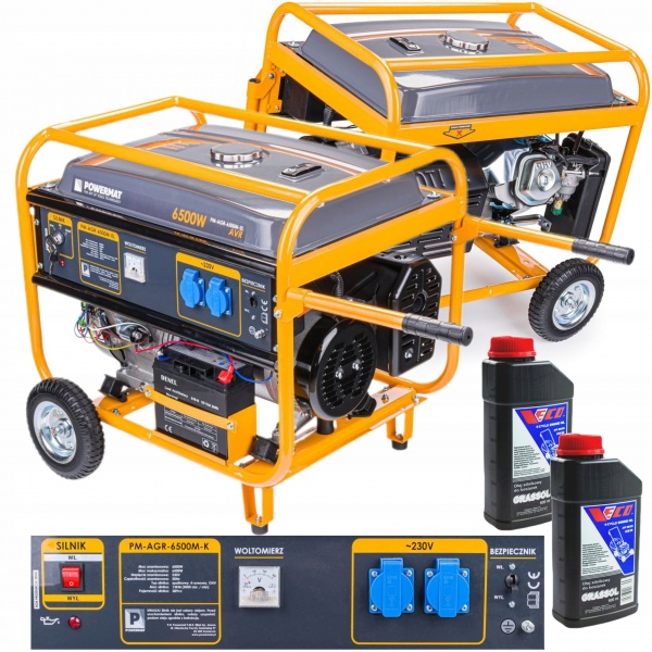 AGREGAT PRĄDOTWÓRCZY GENERATOR 6500W 230V AVR + BRIGGS 1-FAZOWY KOŁA 2xOLEJ AGREGAT PRĄDOTWÓRCZY GENERATOR 6500W 230V AVR + BRIGGS 1-FAZOWY KOŁA 2xOLEJ