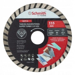 SCHMITH TARCZA DIAMENTOWA DO ZBROJONEGO BETONU CERAMIKI SUPER TURBO 115mm