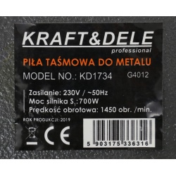 PIŁA TAŚMOWA PRZECINARKA DO METALU METALI 700 W KRAFT&DELE KD1734 100x150mm
