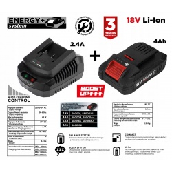 GRAPHITE ZESTAW AKUMULATOR 4AH BOOST UP Z ŁADOWARKĄ ENERGY+ 58GE132-1 NEO