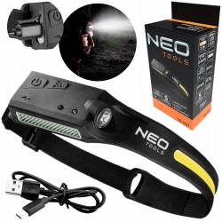 LATARKA CZOŁOWA AKUMULATOROWA LED BELT 2W1 LAMPKA MOCNE ŚWIATŁO NEO 99-097