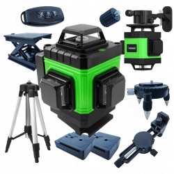 POZIOMICA LASEROWA LASER KRZYŻOWY ZIELONY SAMOPOZIOMUJĄCA 4D 360 2 BATERIE