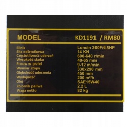 ZAGĘSZCZARKA WIBRACYJNA SKOCZEK KRAFT&DELE 82KG 6,5KM LONCIN STOPA KD11910
