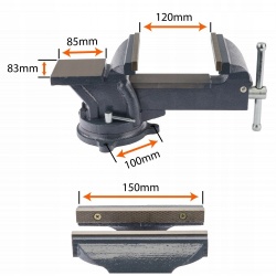 SOLIDNE ŻELIWNE STALOWE IMADŁO ŚLUSARSKIE 150 MM OBROTOWE Z KOWADŁEM 360