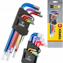 KLUCZE SZEŚCIOKĄTNE KOLOROWE 1,5-10mm ZESTAW 9 SZT TOPEX 35D966 TORX DŁUGIE