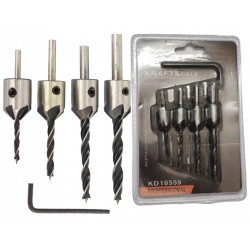 KRAFT&DELE WIERTŁA DO DREWNA Z POGŁĘBIACZEM REGULOWANE 3-6MM ZESTAW 4el.