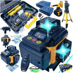 POZIOMICA LASEROWA LASER KRZYŻOWY ZIELONY SAMOPOZIOMUJĄCA 4D 360 + STATYW