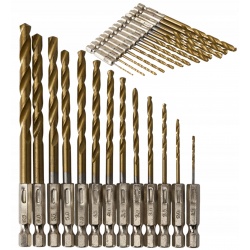 ZESTAW WIERTEŁ TYTANOWYCH DO METALU BETONU ZESTAW HSS 13SZT 1,5-6,5mm HEX