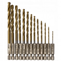 ZESTAW WIERTEŁ TYTANOWYCH DO METALU BETONU ZESTAW HSS 13SZT 1,5-6,5mm HEX