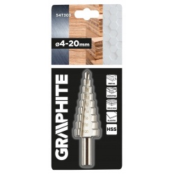 GRAPHITE WIERTŁO STOPNIOWE STOŻKOWE CHOINKOWE 4-20MM DREWNA PLASTIKU 54T303