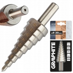 GRAPHITE WIERTŁO STOPNIOWE STOŻKOWE CHOINKOWE 4-20MM DREWNA PLASTIKU 54T303