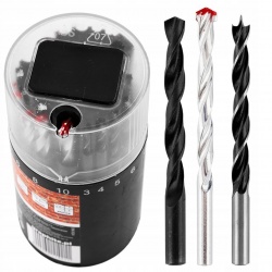 GRAPHITE ZESTAW 18el WIERTEŁ DO METALU DREWNA CEGŁY: 3, 4, 5, 6, 8, 10 MM