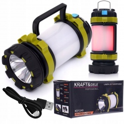 KRAFT&DELE LAMPA TURYSTYCZNA BIWAKOWA POD NAMIOT KEMPING 3W1 T6 LED KD1240