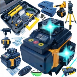 POZIOMICA LASEROWA LASER KRZYŻOWY ZIELONY SAMOPOZIOMUJĄCA 4D 360 + STATYW