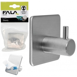 FALA WIESZAK POJEDYNCZY HACZYK STEELY Z TAŚMĄ 3M SREBRNY INOX 45x45 69370