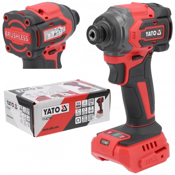 YATO ZAKRĘTARKA UDAROWA AKUMULATOROWA BEZSZCZOTKOWA 18V 230NM 1/4'' KORPUS YATO ZAKRĘTARKA UDAROWA AKUMULATOROWA BEZSZCZOTKOWA 18V 230NM 1/4'' KORPUS