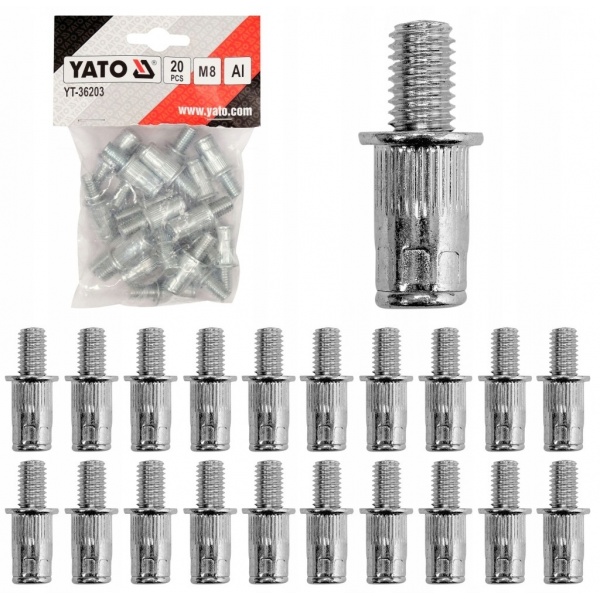 YATO NITOTRZPIENIE NITOŚRUBY ALUMINIOWE M8 20 SZT. DO NITOWNICY YT-36203 YATO NITOTRZPIENIE NITOŚRUBY ALUMINIOWE M8 20 SZT. DO NITOWNICY YT-36203