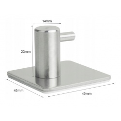 FALA WIESZAK POJEDYNCZY HACZYK STEELY Z TAŚMĄ 3M SREBRNY INOX 45x45 69370