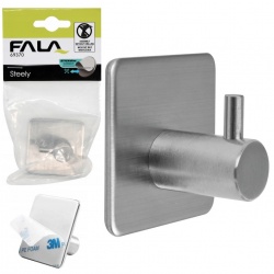 FALA WIESZAK POJEDYNCZY HACZYK STEELY Z TAŚMĄ 3M SREBRNY INOX 45x45 69370