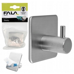 FALA WIESZAK POJEDYNCZY HACZYK STEELY Z TAŚMĄ 3M SREBRNY INOX 45x45 69370