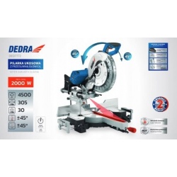 DEDRA PILARKA UKOSOWA Z POSUWEM DO DREWNA 305MM 2000W POCHYŁ W DWIE STRONY