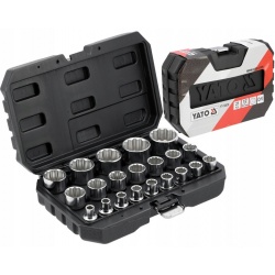 ZESTAW NASADEK KLUCZE 1/2' KRÓTKIE 12 KĄTNE DWUNASTOKĄTNYCH 8-36mm YT-12630