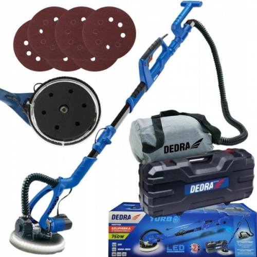 DEDRA SZLIFIERKA DO GIPSUTYNKU GŁADZI DED7766 225MM 750W LED TELESKOPOWA