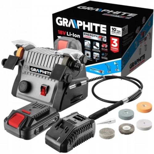 GRAPHITE SZLIFIERKA STOŁOWA AKUMULATOROWA 3W1 +2AH