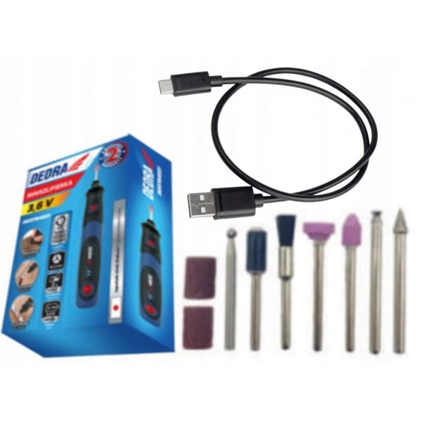 DEDRA MINISZLIFIERKA BEZPRZEWODOWA AKU 3,6V LED ŁADOWANIE USB DED7940Z1