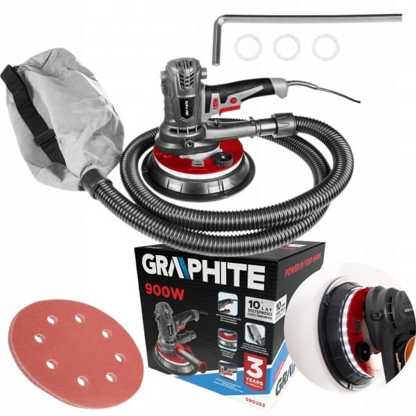 GRAPHITE SZLIFIERKA DO GIPSU 900W 180MM LED 59G263