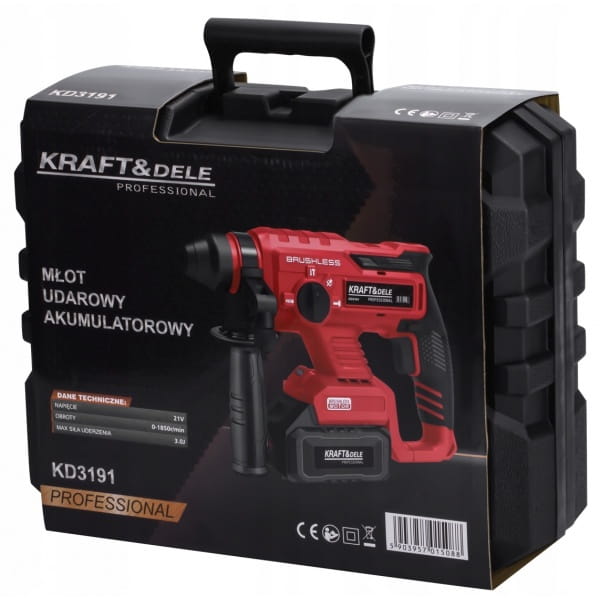 MŁOT UDAROWY AKUMULATOROWY 21V 3J BEZSZCZOTKOWY 2X AKUMULATOR 4AH MOCNY