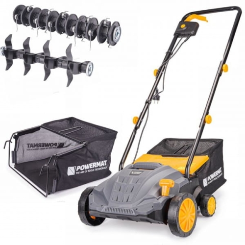 AERATOR WERTYKULATOR ELEKTRYCZNY Z KOSZEM 3W1 2550W WERTYKULACJA 38CM WAŁKI