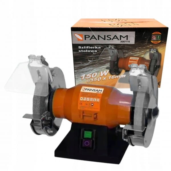 PANSAM SZLIFIERKA STOŁOWA DWUTARCZOWA A067110 150W 150X16MM PRACA NA SUCHO