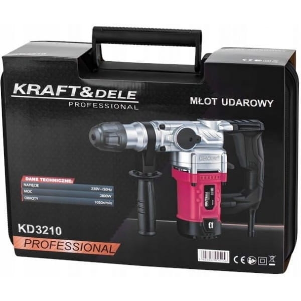 KRAFT&amp;DELE MŁOT UDAROWY SDS+ 2800W 6J WALIZKA DŁUTA KD3210